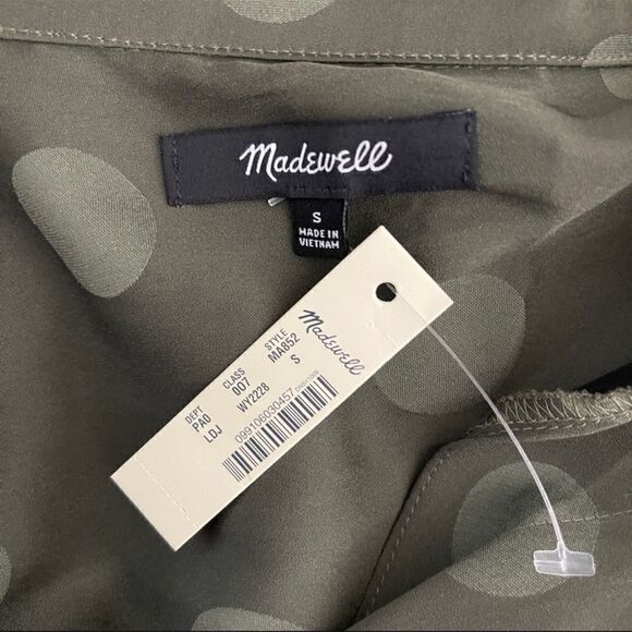 NWT Madewell Jacquard Dot Pajama Shirt Green Top Blouse Button Up S - Picture 4 of 6